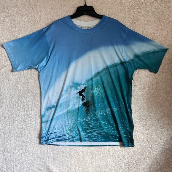 Men’s Get A Life Surfing Ocean Shirt Graphic T Size XL Surf Weird Water - Picture 1 of 8